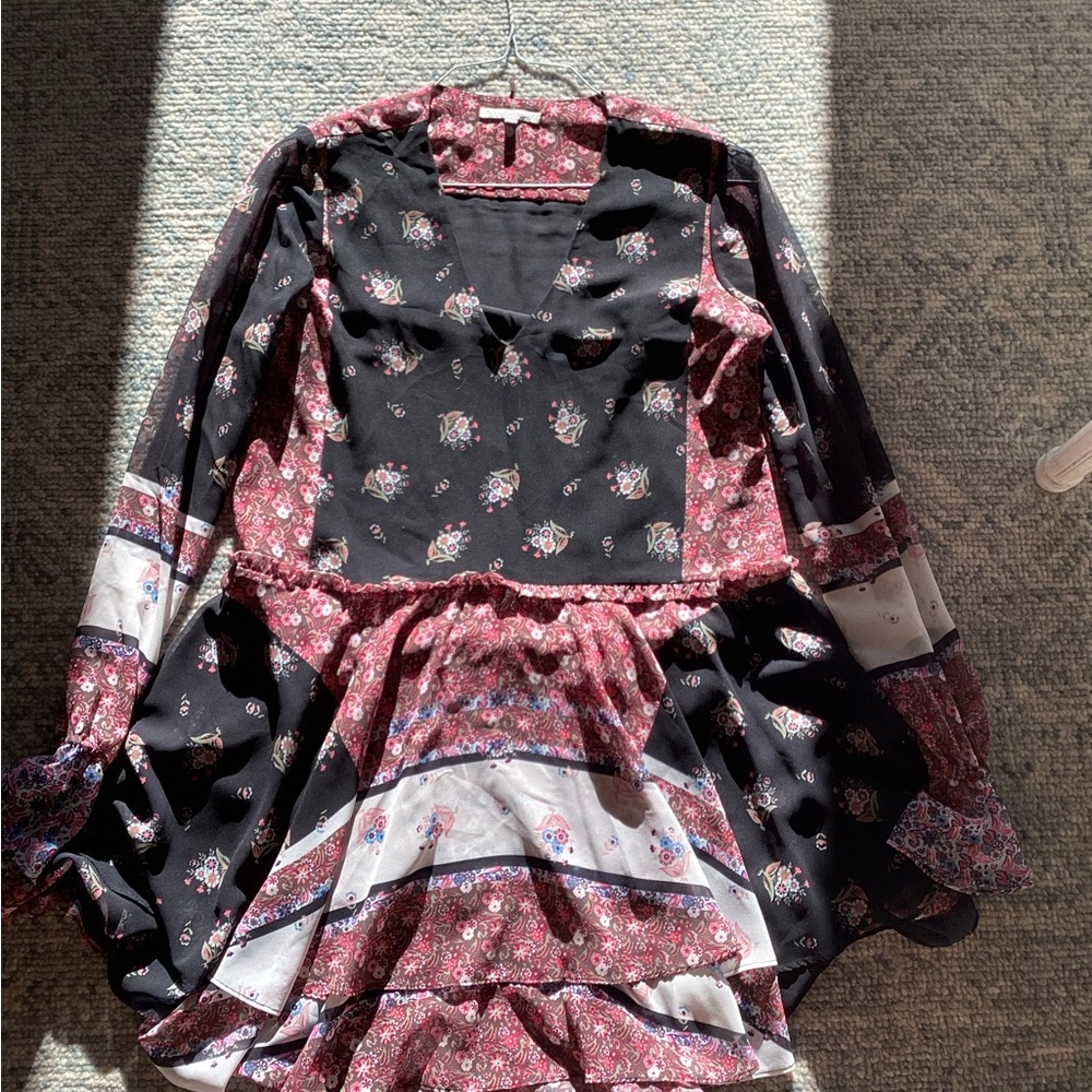 Rebecca Minkoff Black and Pink Floral Dress
